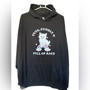 ‘Cute, Cuddly & Full of Rage’ women’s hoodie Size 2XL FUN!